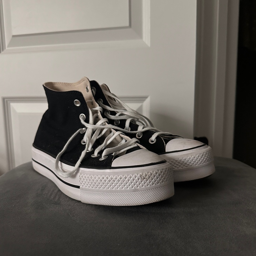 Black Platform High-Top Converse Sneakers (fits a Women’s 9.5)